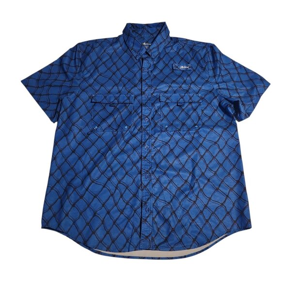 Silver Bait Fishing Shirt Button Up Short Sleeve Blue Vented Mens Large NEW NWOT - Picture 1 of 9